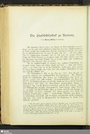 Die Stadtbibliothek zu Kamenz