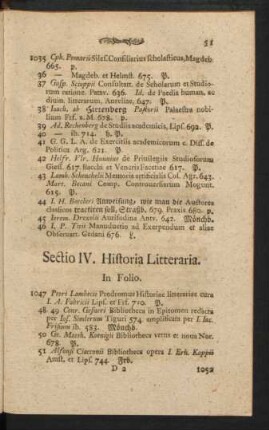 IV. Historia Litteraria