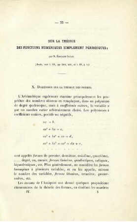 Sur la théorie des fonctins numériques simplement périodiques.