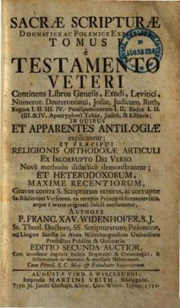 Sacrae Scripturae Dogmatice Ac Polemice Explicatae, 1