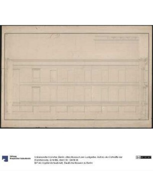 Berlin. Altes Museum am Lustgarten. Aufriss der Osthälfte der Rückfassade, Schnitte