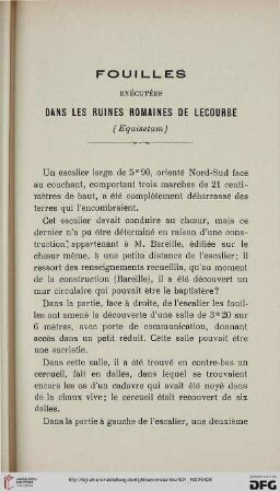 Sér. 5: Fouilles exécutées dans les ruines romaines de Lecourbe (Equisetum)