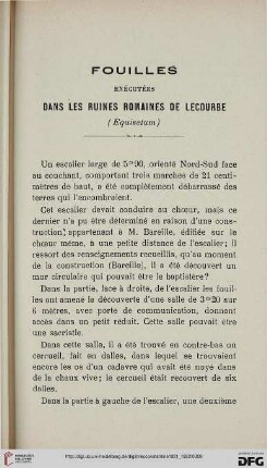 Sér. 5: Fouilles exécutées dans les ruines romaines de Lecourbe (Equisetum)