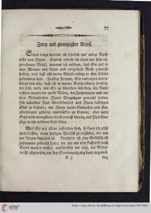 Zwey und zwanzigster Brief