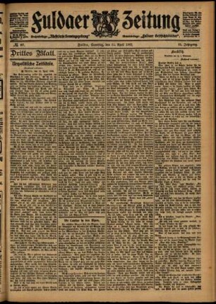 Dritte Ausgabe vom Samstag, den 15. April 1905.