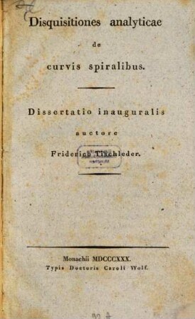 Disquisitiones analyticae de curvis spiralibus