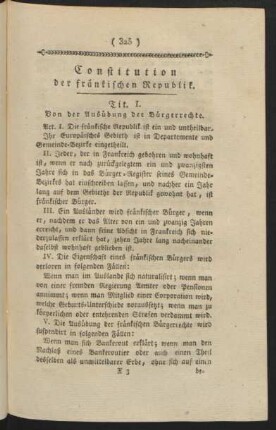Constitution der fränkischen Republik.
