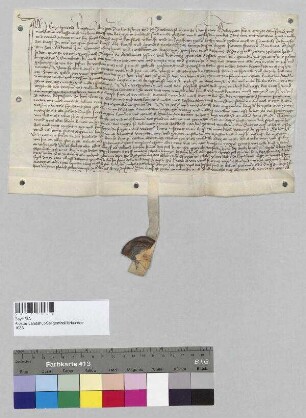 Engelbrecht Fleischmann, Bürger zu Landshut, verkauft an das Kloster Seligenthal seinen Getreidezehnten (traid zehennt) von zwei Garben aus dem Gut zu Oberunsbach (obern ungspach), das dem Kloster Seligenthal gehört. S: Oswald Unterholzer, Unterrichter zu Landshut