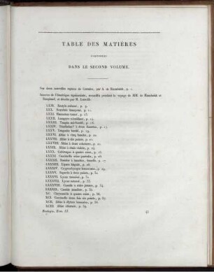 Table des Matières Contenues Dans le Second Volume.