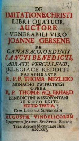De imitatione Christi : libri quatuor