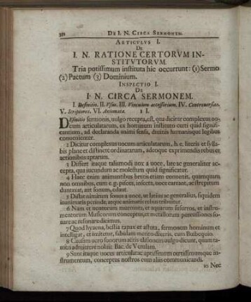 Inspectio I. De I. N. Circa Sermonem.