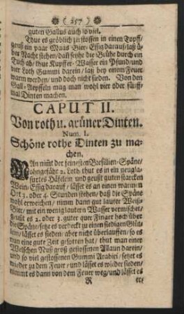 Caput II. Von roth u. grüner Dinten.