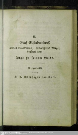 Graf Schlabrendorf, Züge zu seinem Bilde.