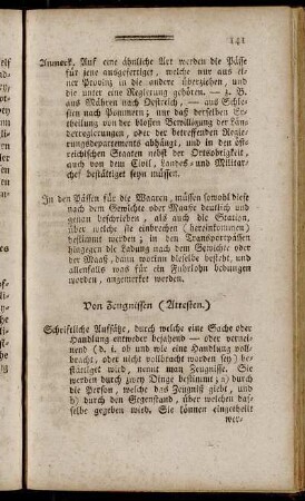 Von Zeugnissen (Attesten)