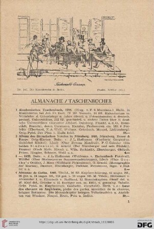 Almanache/Taschenbücher (Nr. 1-77)