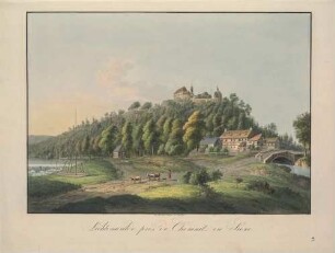 Das Schloss Lichtenwalde nordöstlich von Chemnitz in Sachsen aus dem Zschopautal von Osten
