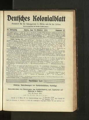Nummer 20, 15. Oktober 1913