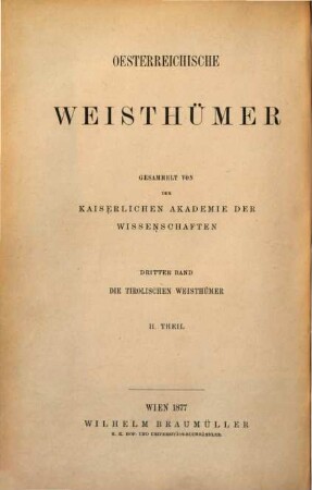 Die tirolischen Weisthümer, 2. Oberinnthal