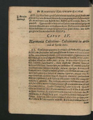 Caput IV. Harmonia Calixtino-Calviniana in articulo de Verbo Dei.