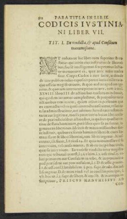 Codicis Iustiniani Liber VII.