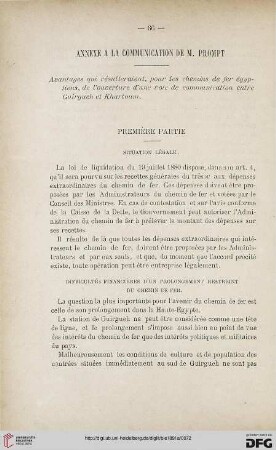 3.Ser. 2.1891: Annexe à la communication de M. Prompt : avantages qui résulteraient, pour les chemins de fer égyptiens, de l'ouverture d'une voie de communication entre Guirgueh et Khartoum