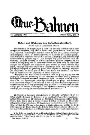 Einheit und Gliederung des Volksschulunterrichts