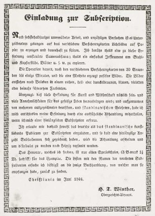 Einladung zu einer Subscription für die Publizierung des Papierumkehrverfahrens durch den Erfinder : Publikation der Erfindung betr. 1844