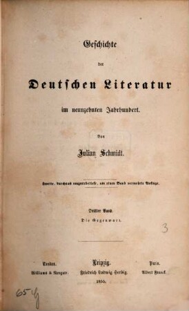 Geschichte der deutschen Literatur im neunzehnten Jahrhundert, 3. Die Gegenwart