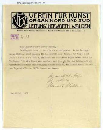 Brief an Richard Dehmel