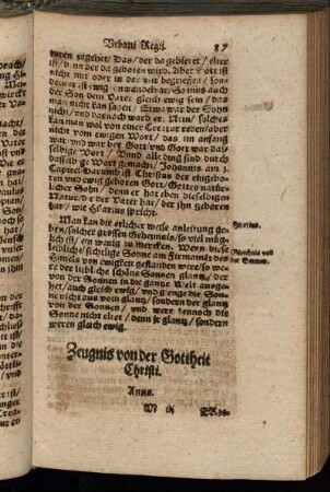 Zeugnis von der Gottheit Christi.