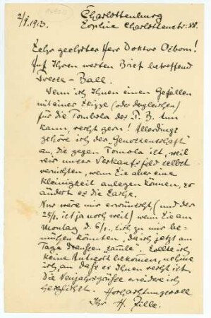 Korrespondenz von Heinrich Zille an Max Osborn