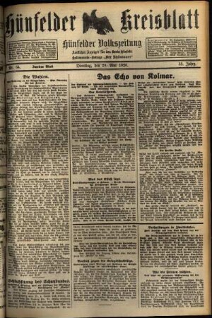 Zweite Ausgabe vom Dienstag, den 29. Mai 1928.