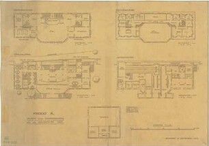Fischer, Theodor; Kiel; Studentenheim Seeburg - Grundriss UG, Grundriss EG, Grundriss OG, Grundriss DG