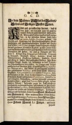 1-6, In dem Nahmen Gottes des Vatters/Sohns und Heiligen Geists Amen.