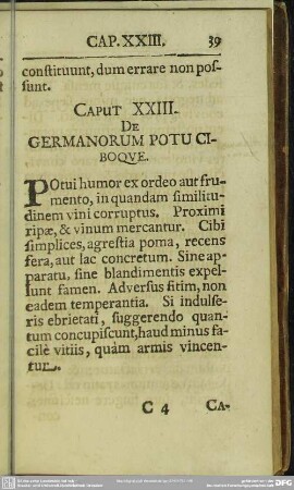 Caput XXIII. De Germanorum Potu Ciboque