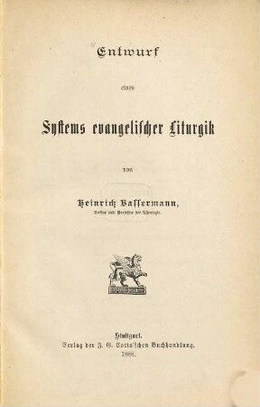 Entwurf eines Systems evangelischer Liturgik