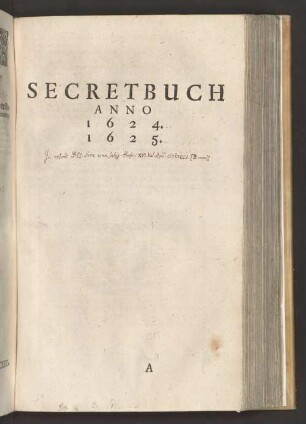 Secretbuch Anno 1624. 1625.