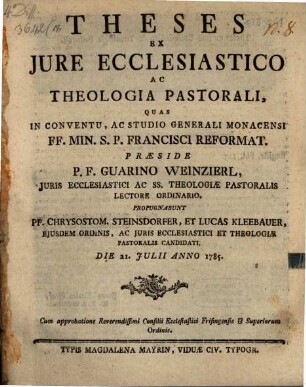 Theses ex iure ecclesiastico ...
