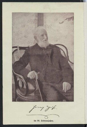 Porträt Heinrich Zeise im 90. Lebensjahr (1822-1914; Dichter, Apotheker). Lichtdruck nach Fotografie. Frontispiz in: Kohut, Adolph: Heinrich Zeise. Der Nestor der deutschen Dichter und Schriftsteller in der Gegenwart. Breslau: Walter Markgraf, 1913. Dresden: SLUB Biogr.erud.D.6198.p