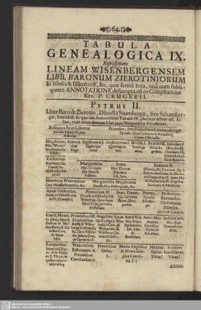 Tabula Genealogica IX.