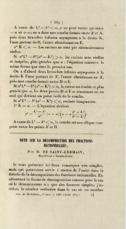 Note sur la décomposition des fractions rationnelles.