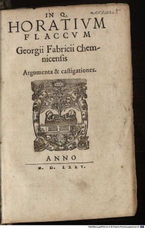 Q. Horatii Flacci Poemata : Cum Indice Adagiorum. [2], In Q. Horativm Flaccvm Georgii Fabricii Chemnicensis Argumenta & castigationes