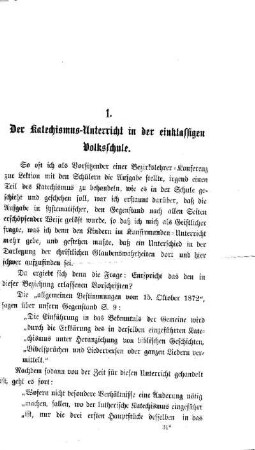 Der Katechismus-Unterricht in der einklassigen Volksschule