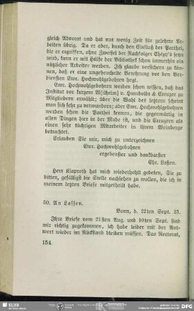 August Wilhelm von Schlegel an Christian Lassen, Bonn, 22.09.1825