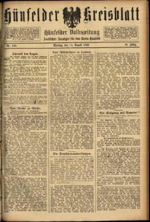 Ausgabe vom Montag, den 14. August 1922.