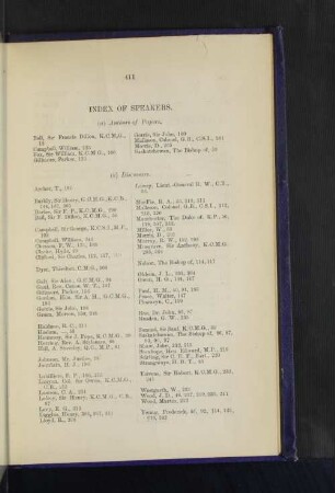 Index of Speakers.