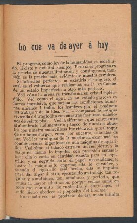 Lo que va de ayer á hoy