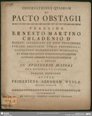 Observationes Quasdam De Pacto Obstagii