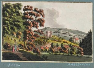 Tharandt, Blick aus dem Weißeritztal auf die Burgruine und die Berg- und Stadtkirche