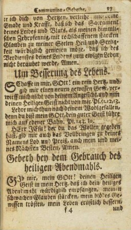 Gebeth bey dem Gebrauch des heiligen Abendmahls